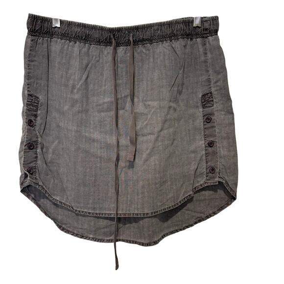 Anthropologie Cloth & Stone Mini Skirt Size S Gray Tencel Drawstring‎ Preppy - Picture 1 of 6